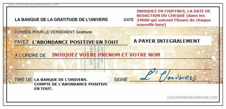 Quand et comment rédiger un chèque d'abondance positive en tout ?