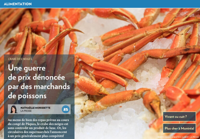 Quel est le prix du crabe chez IGA ?