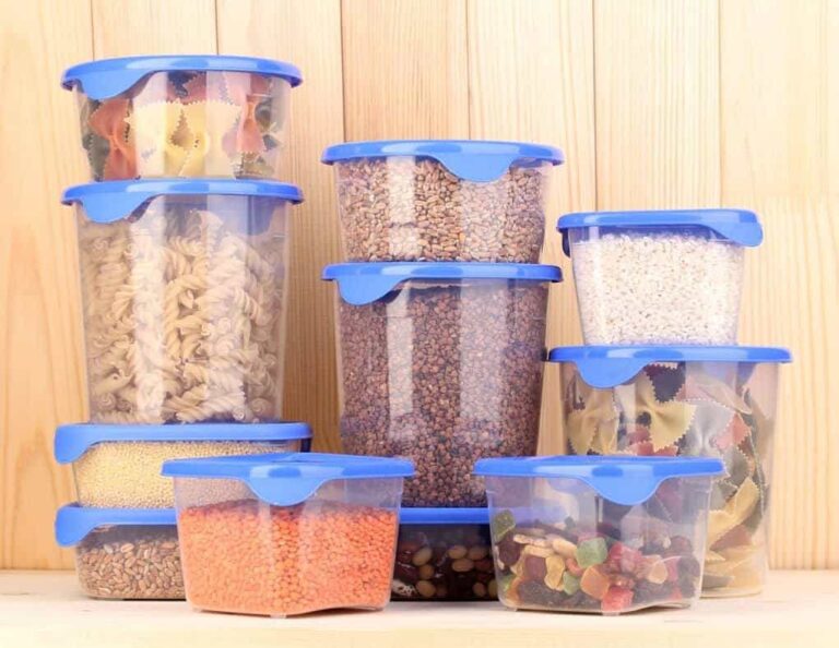 What are four different types of food storage containers?