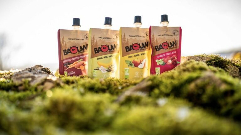 La gamme de purées et compotes énergétiques de Baouw.